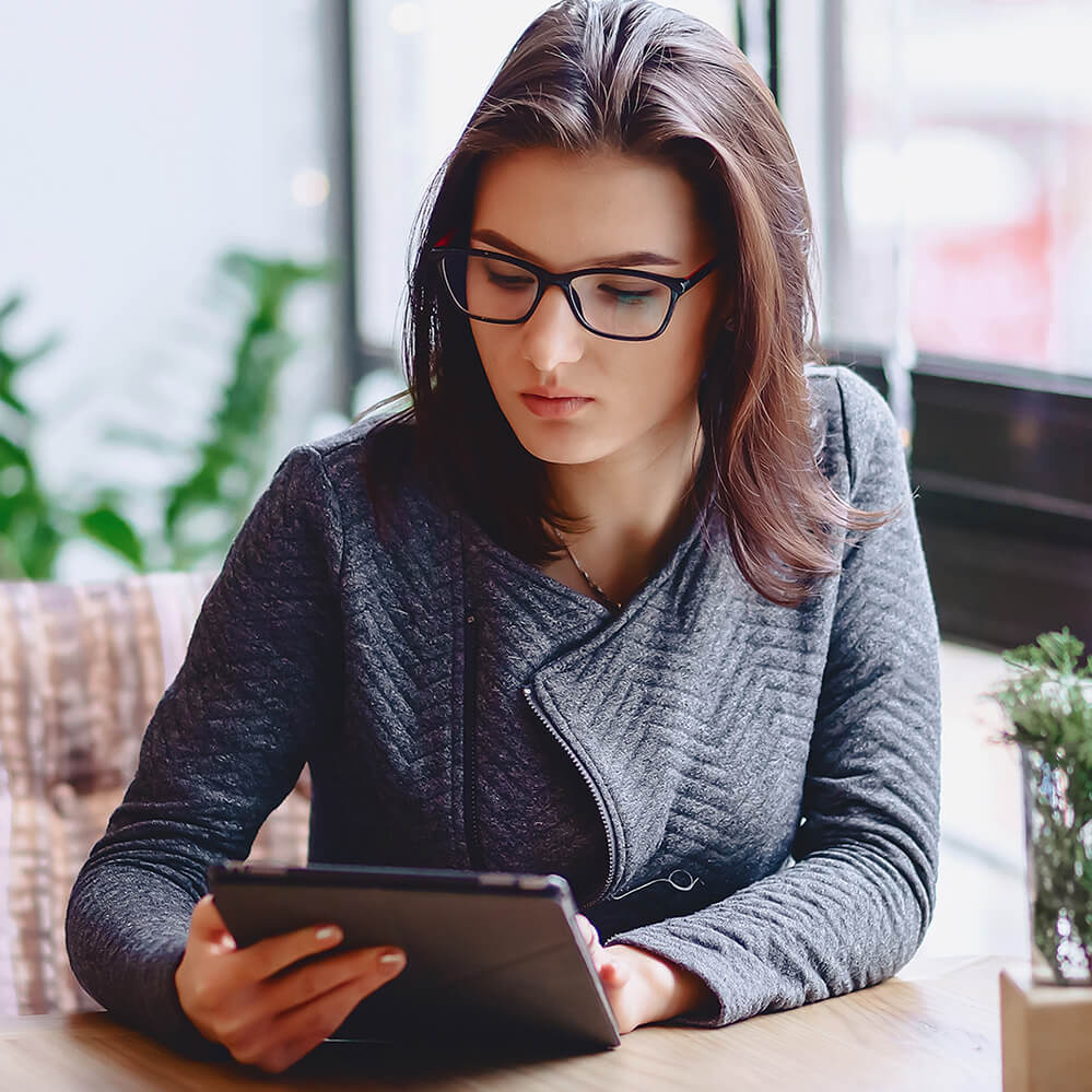 woman using device