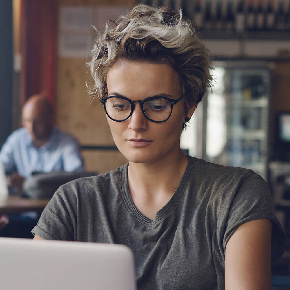 woman using laptop